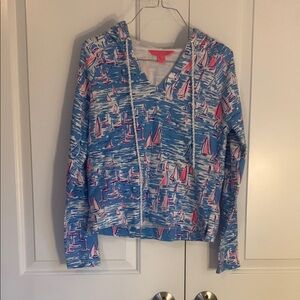 Lilly Pulitzer Blue and Pink Sailboat Long Sleeve Tee